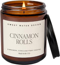 Cinnamon Roll Candle - Fall Candle with Cinnamon, Icing & Buttery Pastry for Home - Soy Candles with 40 Hours Burn Time - 9Oz Black Lid Amber Jar Holiday Scents