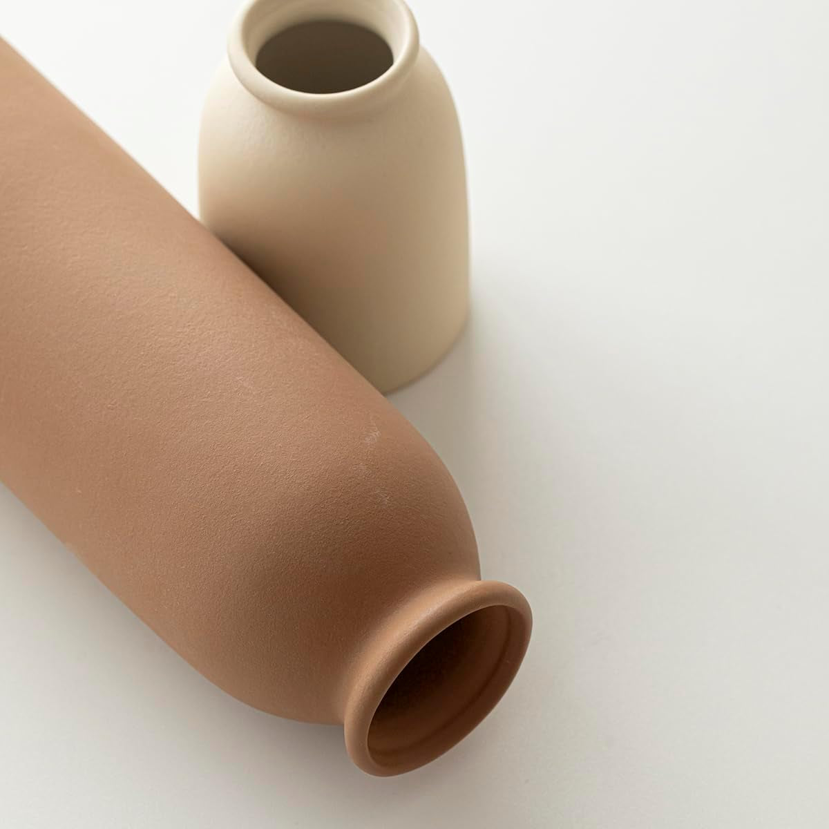 10.4 Inches Tall Decorative Ceramic Vase Set, 3 Pieces, Nordic Modern Boho Style, White, Modern Farmhouse for Home Decor (Coffee Mix)