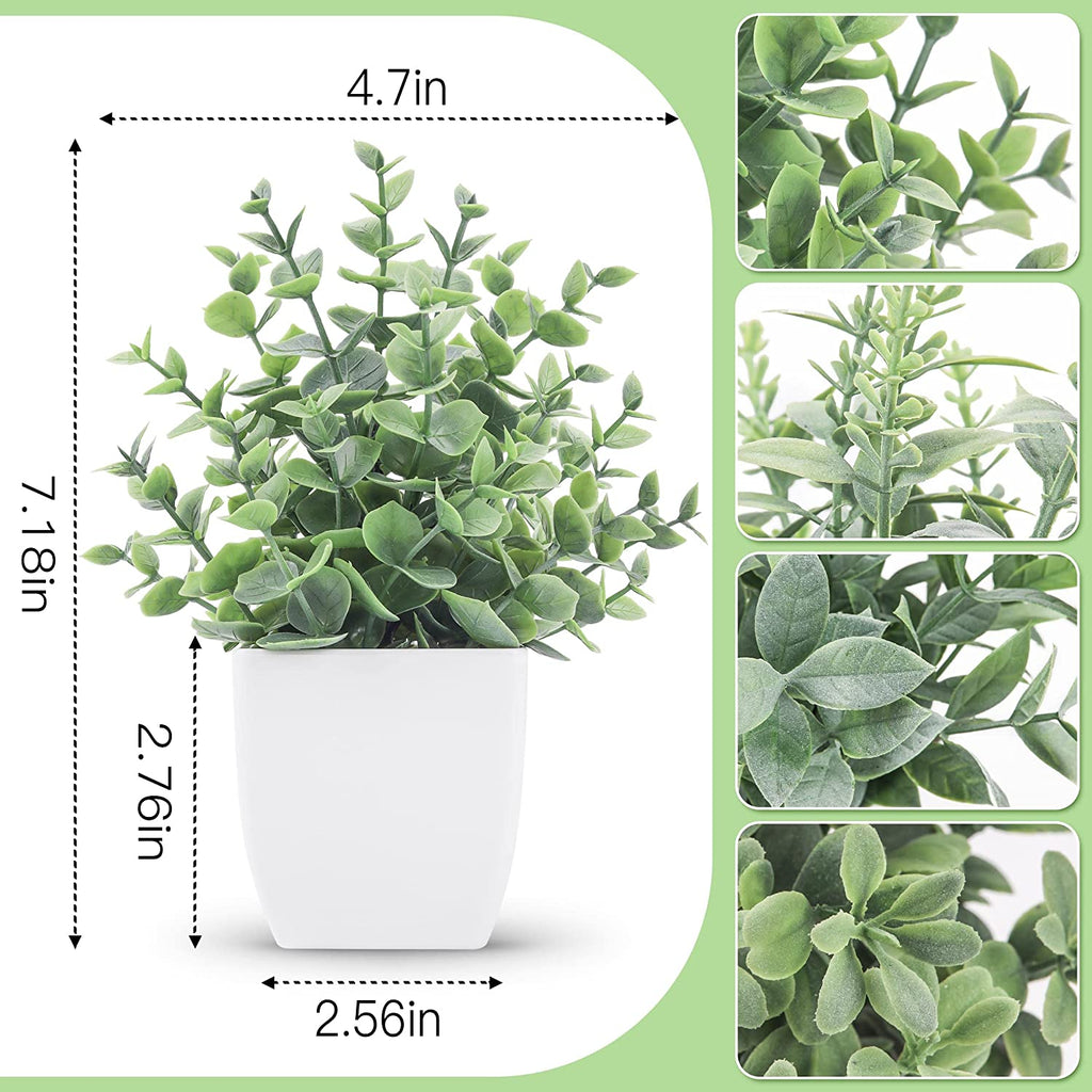 4 Pack Fake Plants Mini Artificial Greenery Potted Plants for Home Decor Indoor Office Table Room Farmhouse Bathroom Decor