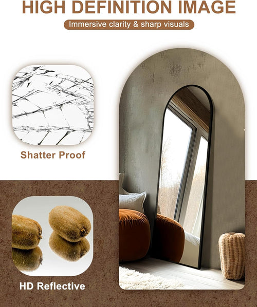 Arched Mirror Full Length,Standing Mirror Full Body,Large Floor with Stand for Wall Entryway Door Bedroom Bathroom Living Room