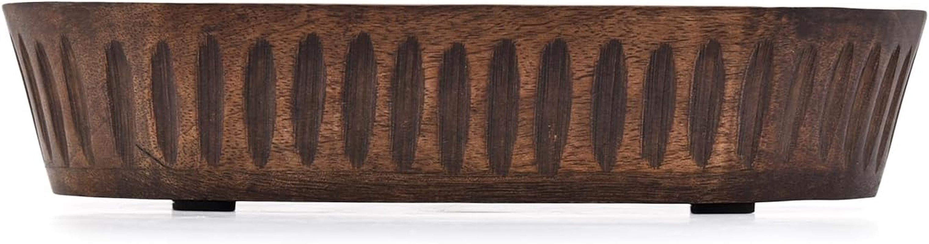 Mango Wood Decorative Bowls for Home Décor, Decorative Long Wooden Bowl for Table Centerpiece (10" X 6" X 2")
