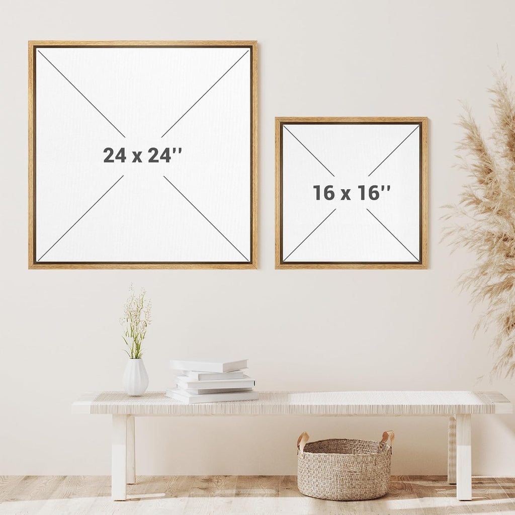Framed Canvas Print Wall Art Textured Brown Abstract Rustic Brushstroke Illustrations Rustic Zen for Living Room, Bedroom, Office - 24"X24" Natural