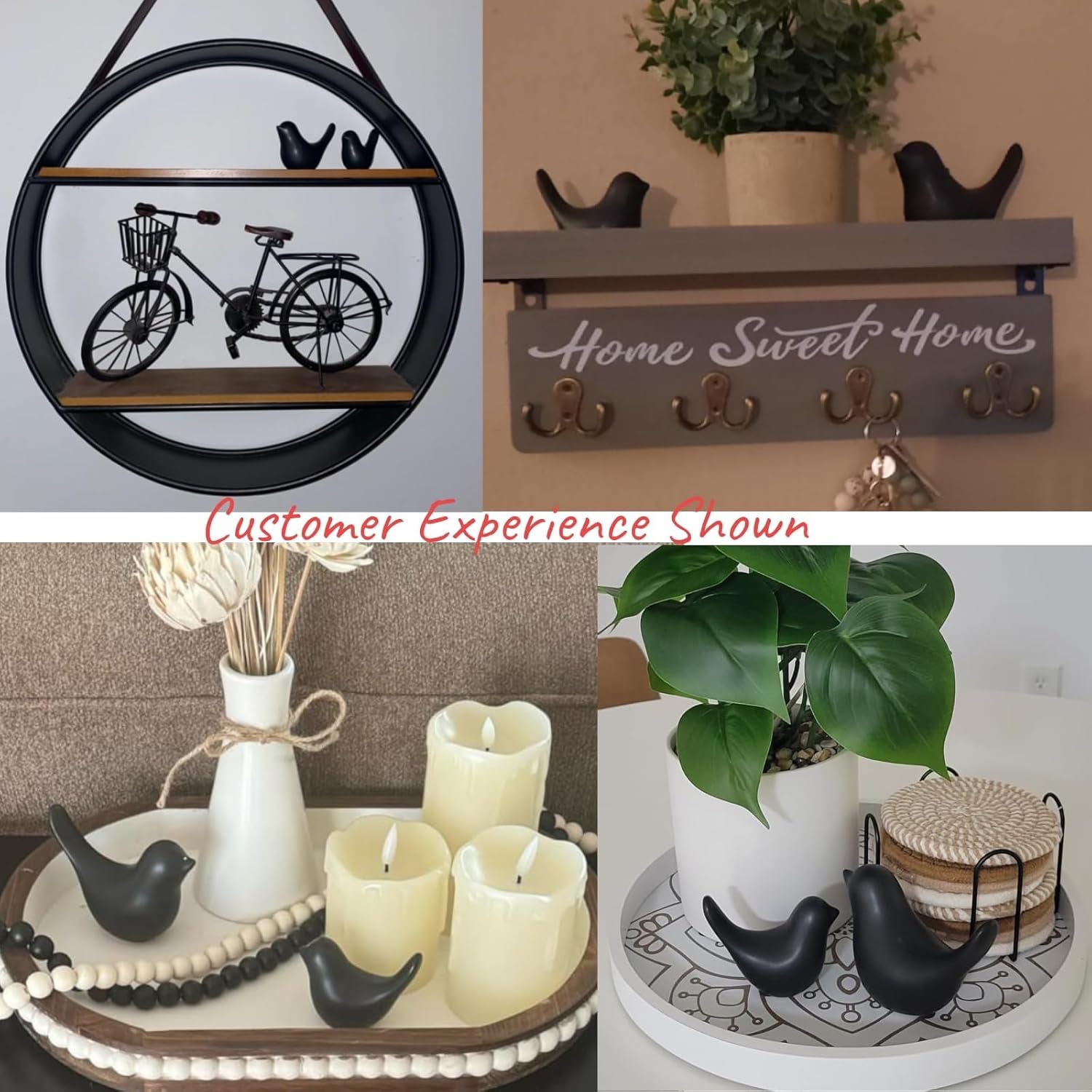 Small Birds Statues Home Decor Modern Style Decorative Ornaments for Living Room Decor, Bedroom, Office Desktop, Cabinets (Black 2Pcs Birds)