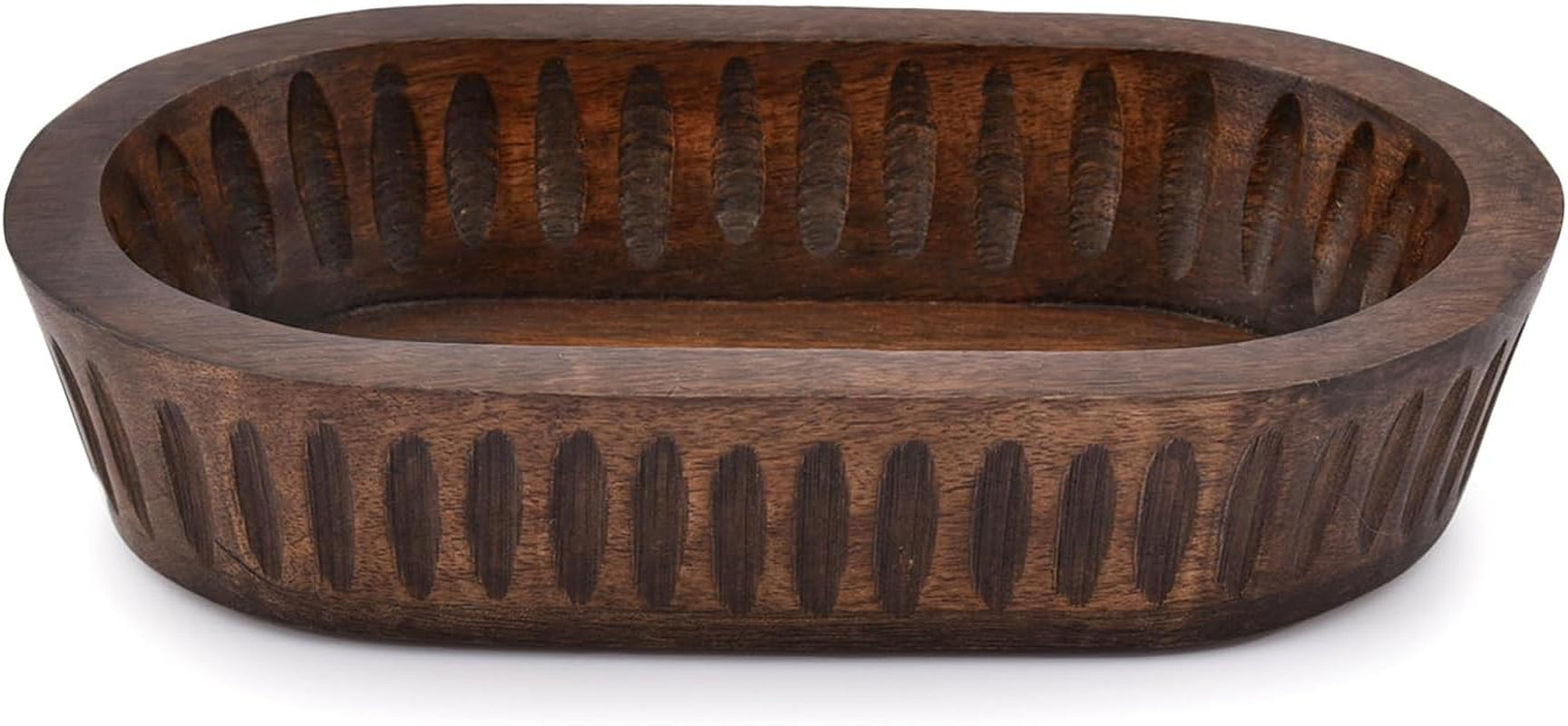 Mango Wood Decorative Bowls for Home Décor, Decorative Long Wooden Bowl for Table Centerpiece (10" X 6" X 2")