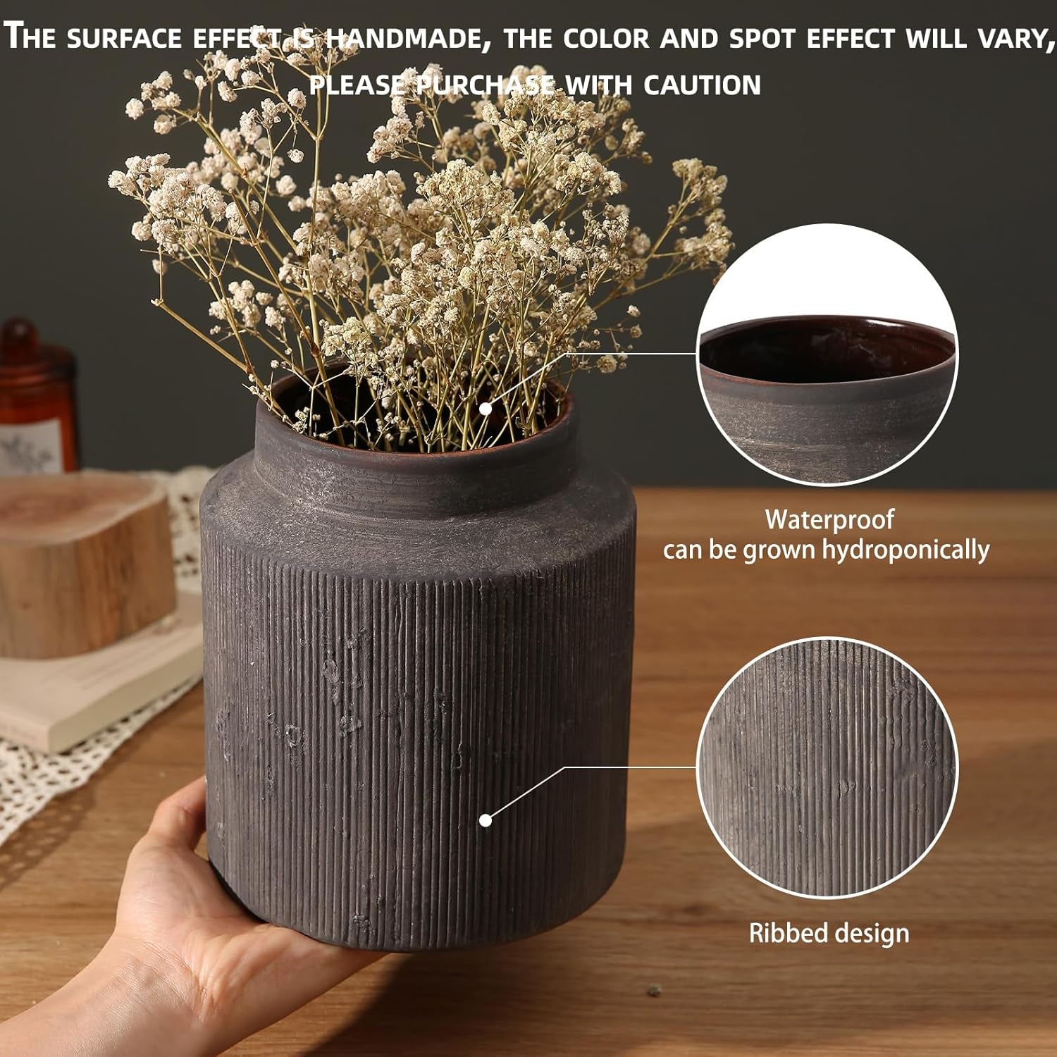 Rustic Vases for Home Decor. Ceramic Vase for Dining Table Decor. Terracotta Decorative Vase 6.1IN.