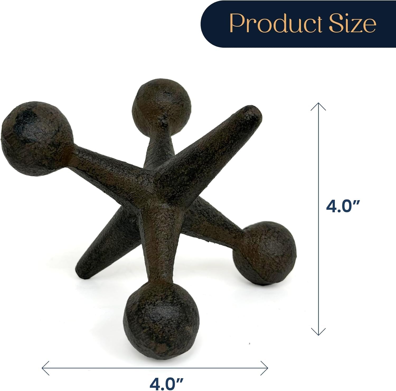 Vintage Cast Iron Jack Sculpture Set of 2 - Industrial Retro Office Decor Statues - Masculine Shelf Accents - Rustic Table Art Sculptures & Eccentric Home Figurines