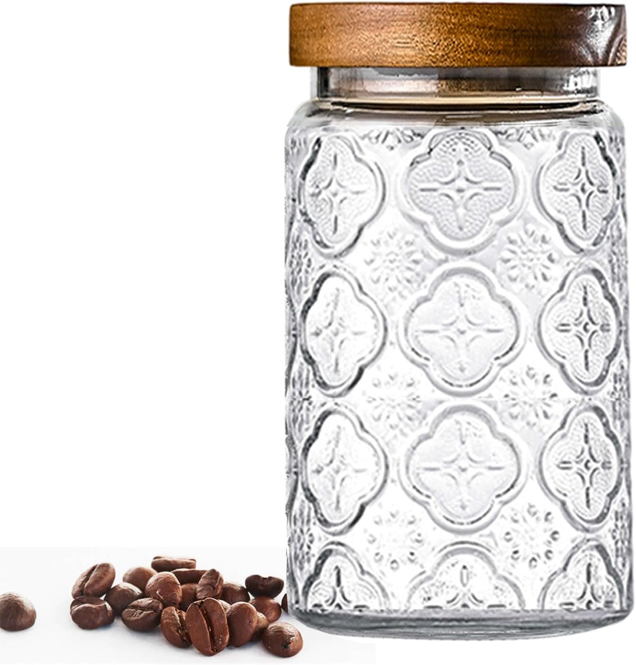 32Oz Vintage Glass Jar with Lid, Glass Storage Containers, Airtight Kitchen Storage Containers for Sugar, Coffee, Tea, Spice, Flour, Candy Cookie, Pasta, Cereal, Cute Decorative Jars
