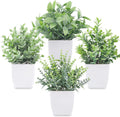 4 Pack Fake Plants Mini Artificial Greenery Potted Plants for Home Decor Indoor Office Table Room Farmhouse Bathroom Decor