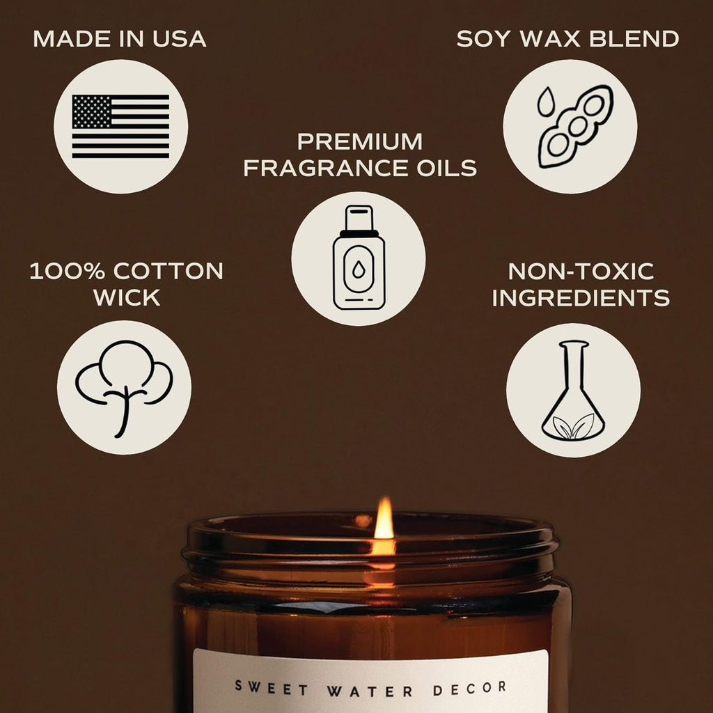 Holiday Candle | Cloves, Pine, and Sandalwood Festive Christmas Scented Soy Candles for Home | 9Oz Amber Jar, 40 Hour Burn Time, Made in the USA